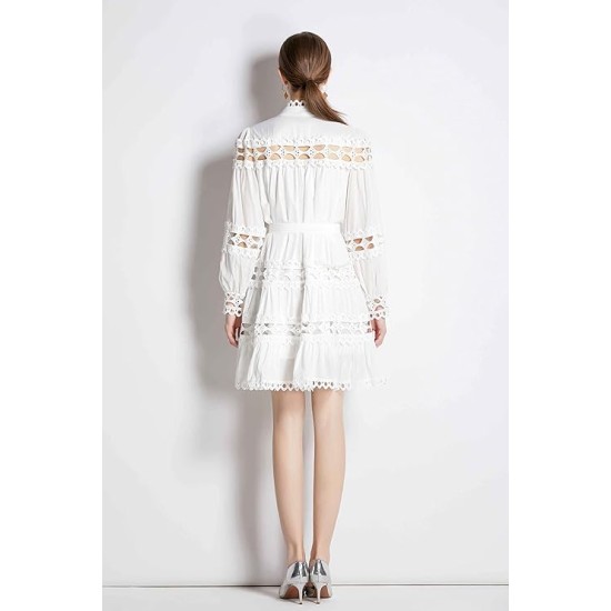 Women's summer puff sleeve V-neck floral print casual hem mini dress